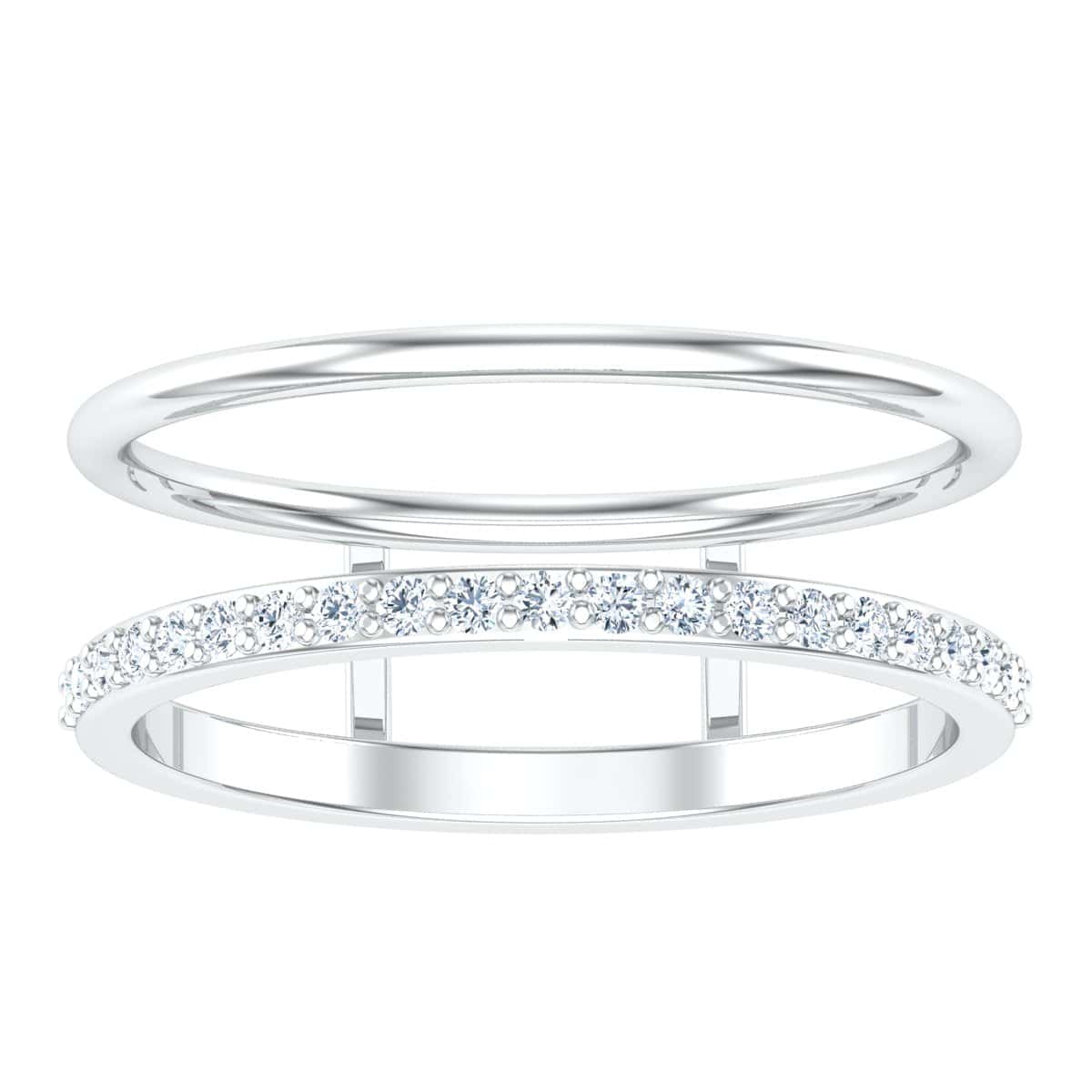 Curve Layer Ring in elegant silver with sparkling embedded stones.