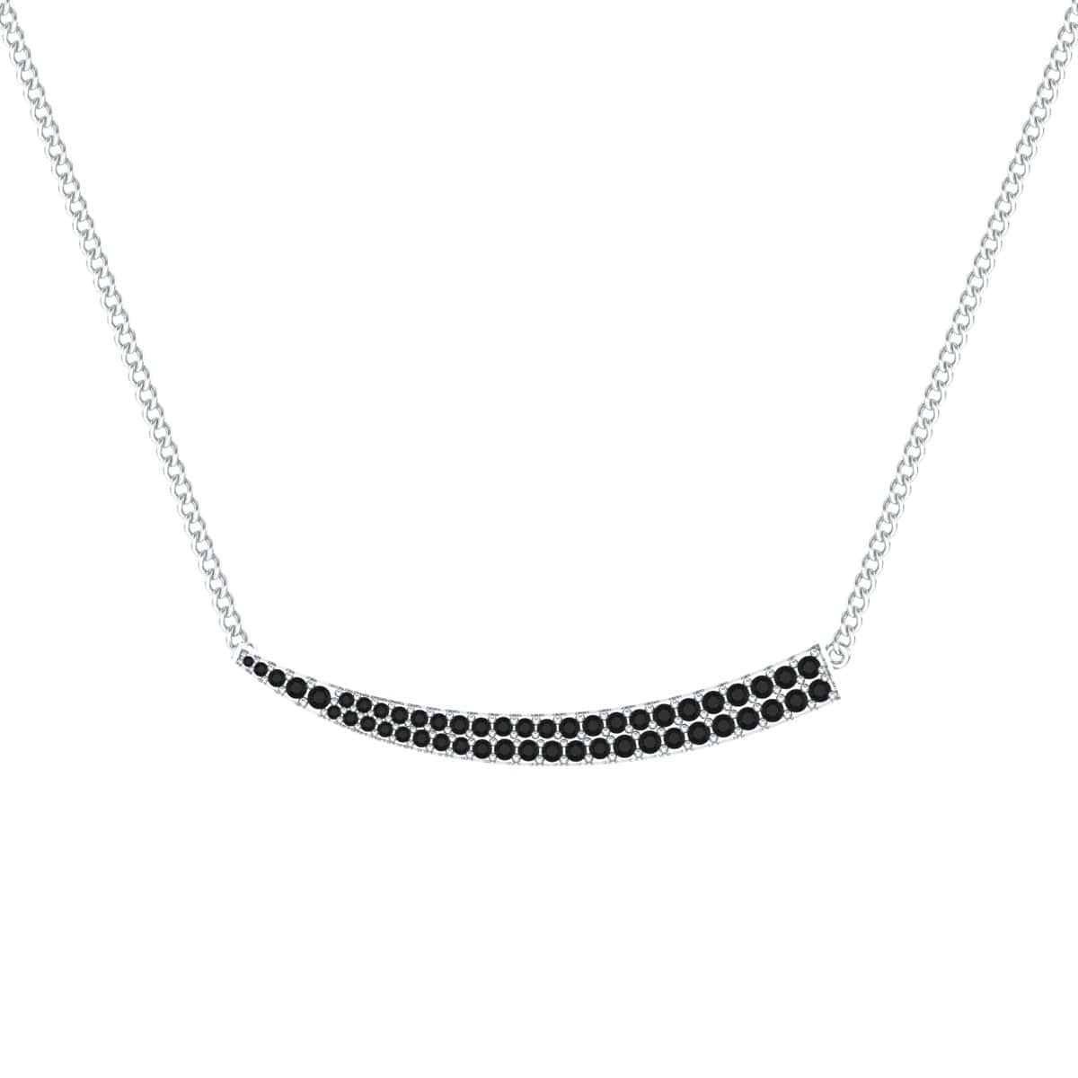 Tusk sward pendant necklace with black stones on a silver chain.
