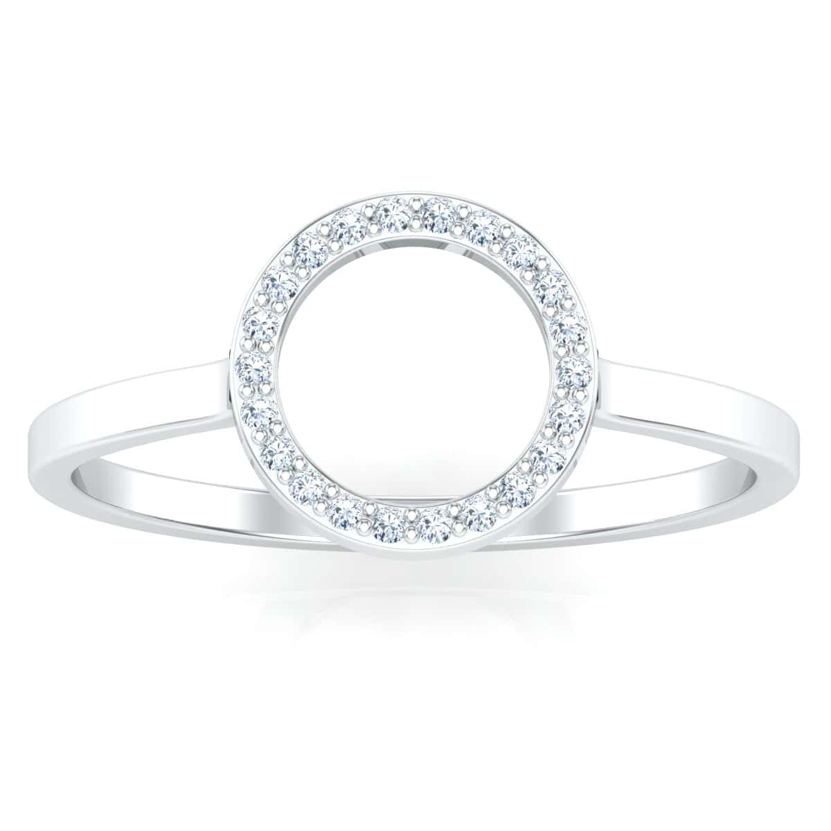 Elegant halo ring with a circle of sparkling diamonds.
