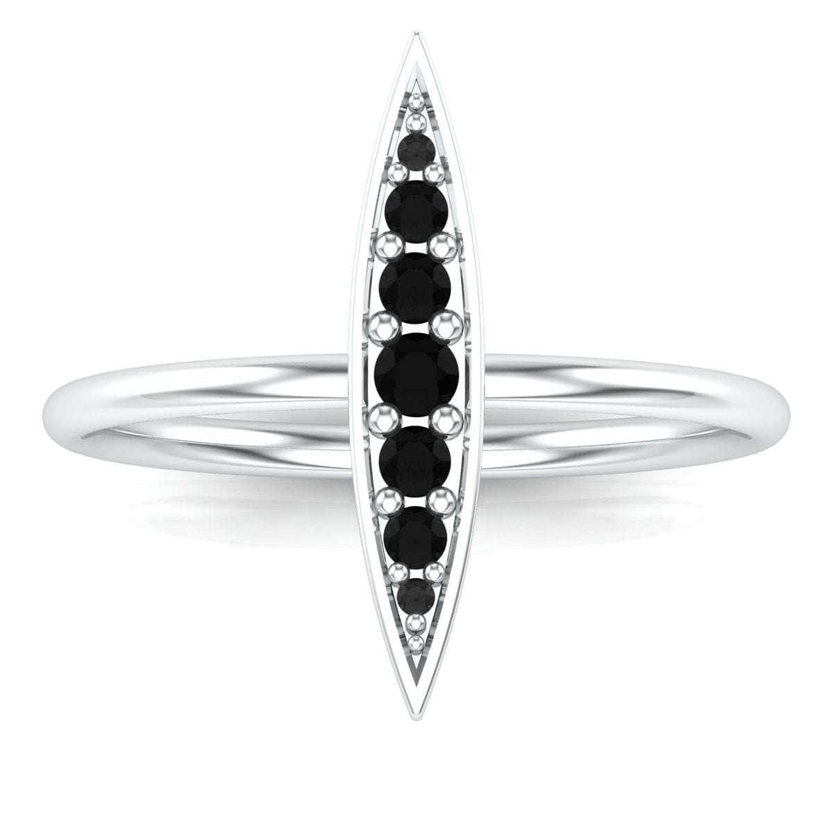 Sleek black stone Rice Ring with elegant silver band.