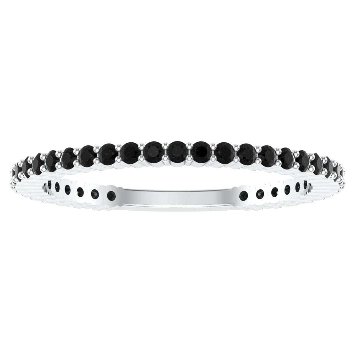 Thin Diamond Line Ring with black stones, elegant and minimalist design.
