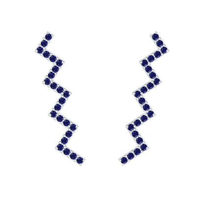 Ziczac Earring with dark blue stones in zigzag design.