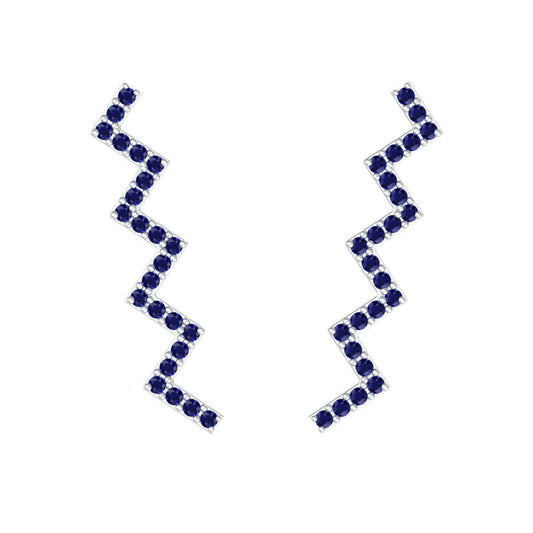 Ziczac Earring with dark blue stones in zigzag design.