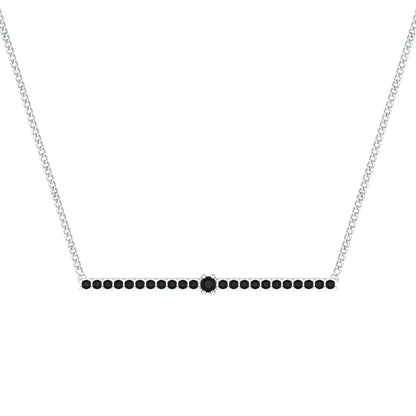 Line Pendant with black gemstones on a silver chain.