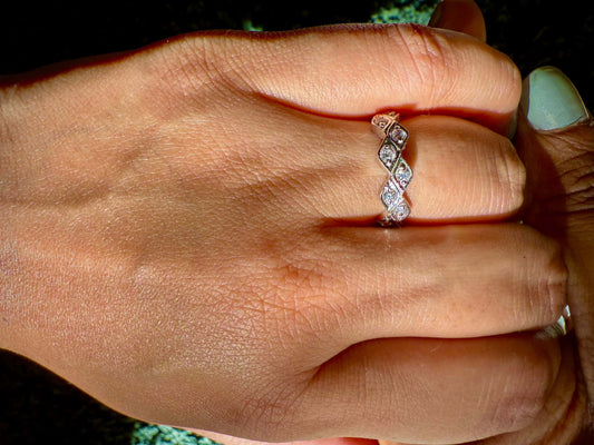 Elegant Marquese Ring worn on finger.