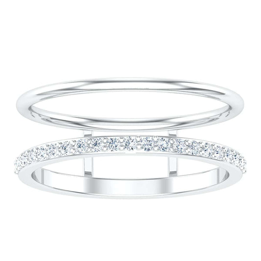 Curve Layer Ring in elegant silver with sparkling embedded stones.
