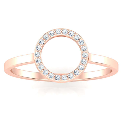 Rose gold halo ring with sparkling diamonds.