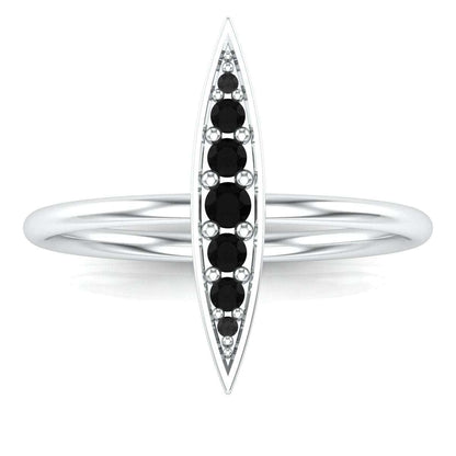 Sleek black stone Rice Ring with elegant silver band.