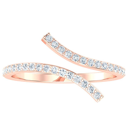Elegant double wave ring adorned with sparkling stones.