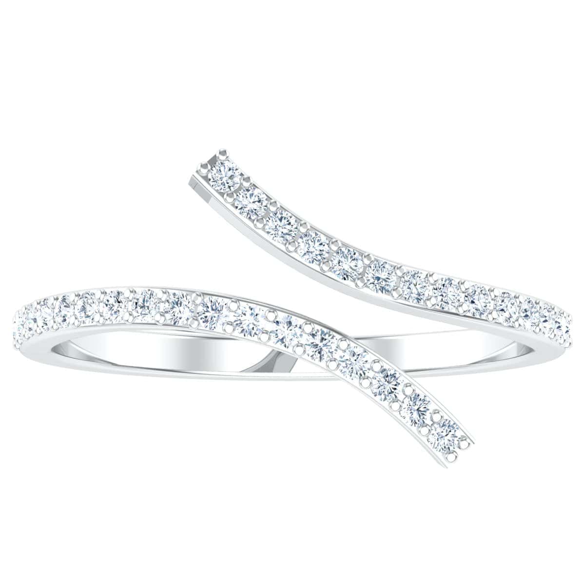 Elegant double wave ring with shimmering diamonds.