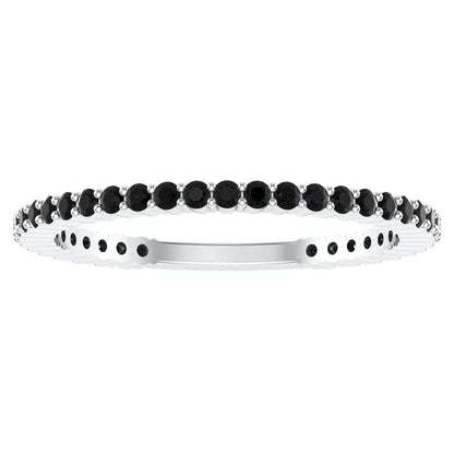 Thin Diamond Line Ring with black stones, elegant and minimalist design.