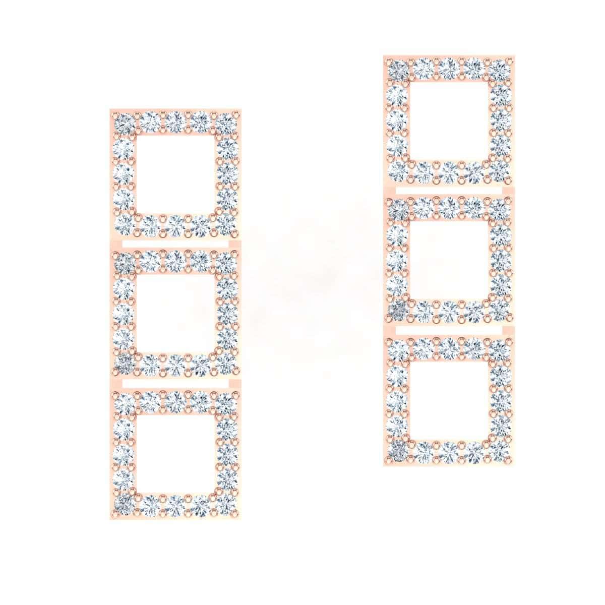 Vertical Triple Square Earring with sparkling design
