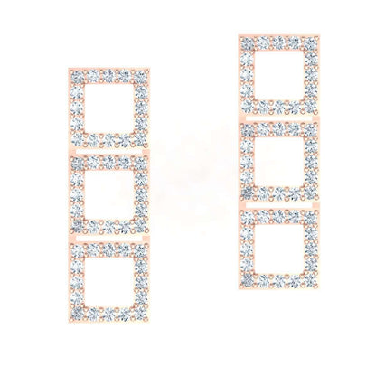 Vertical Triple Square Earring with sparkling design