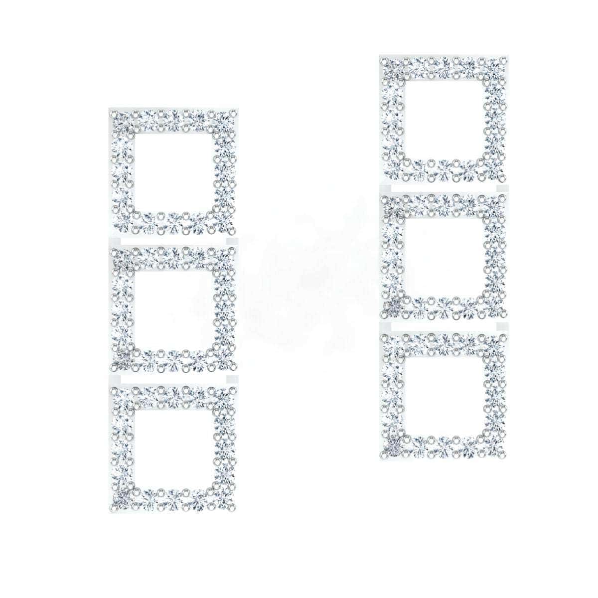Vertical Triple Square Earring with sparkling stones and geometric design.